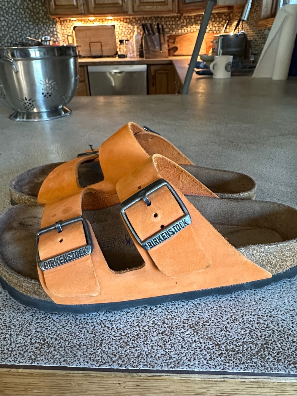 Birkenstock Arizona Suede Sandals in Orange/Tan